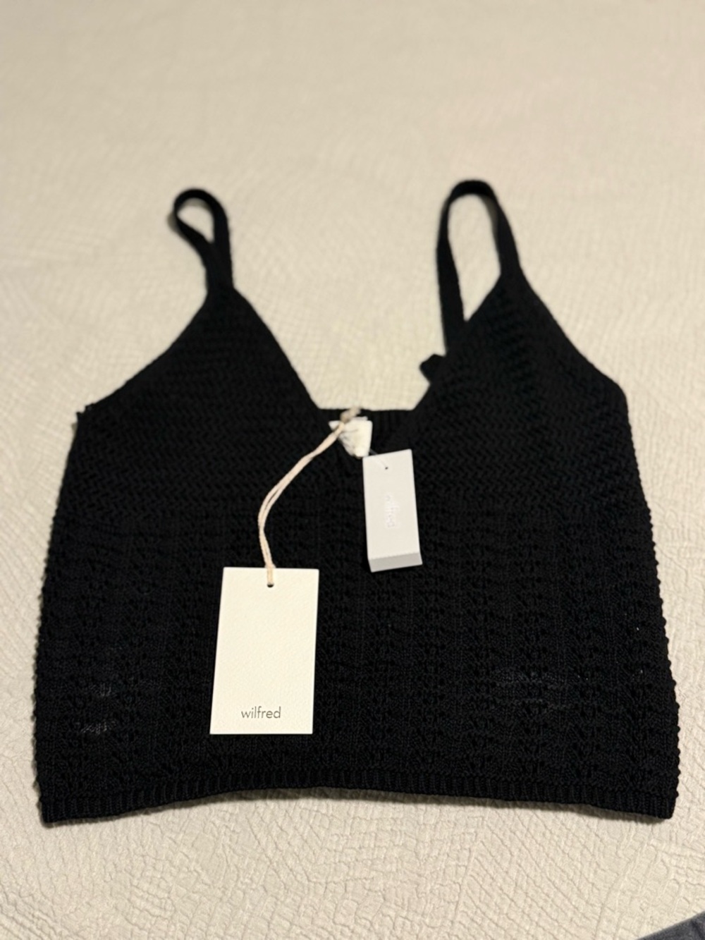 Wilfred Black Textured Knit Cropped Tank